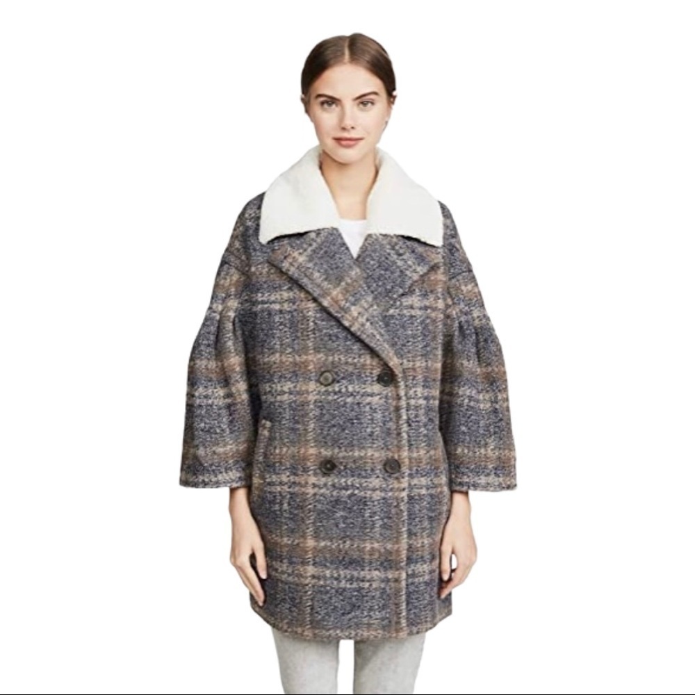 Joie Angalica Midnight Color Wool Blend Coat Med.
